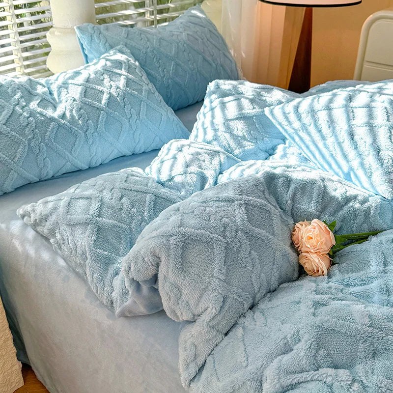 Thickened Warm Milk Fiber Four-Piece Bed Set