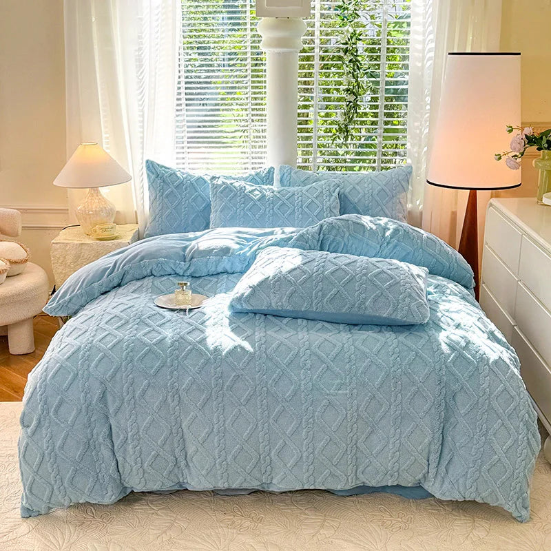 Thickened Warm Milk Fiber Four-Piece Bed Set