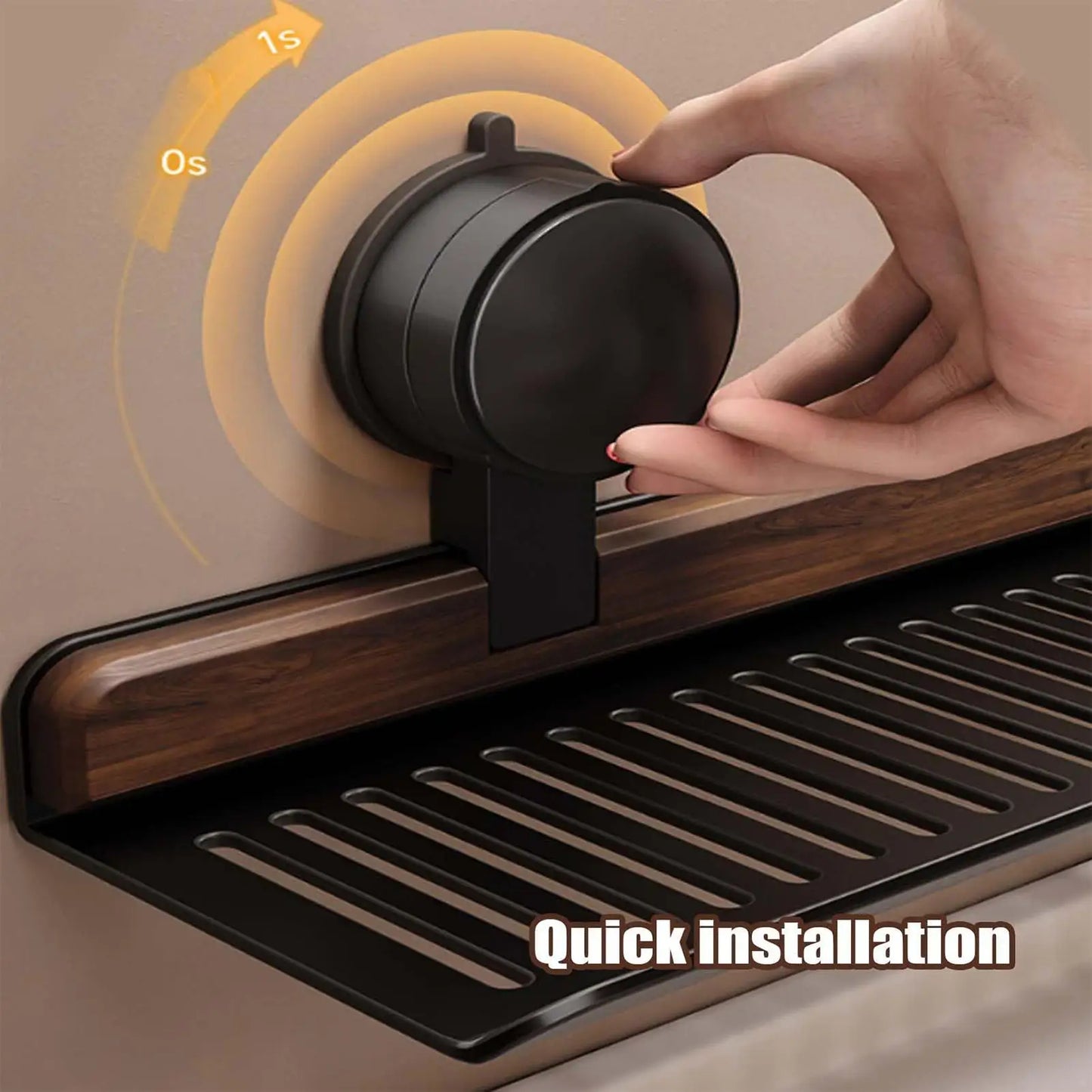 No-Drill Walnut Aluminum Faucet Rack
