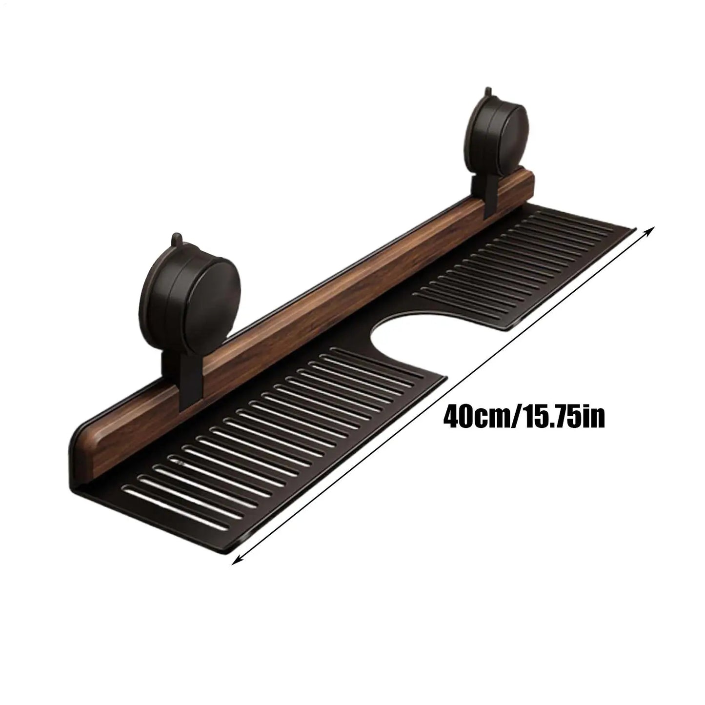 No-Drill Walnut Aluminum Faucet Rack