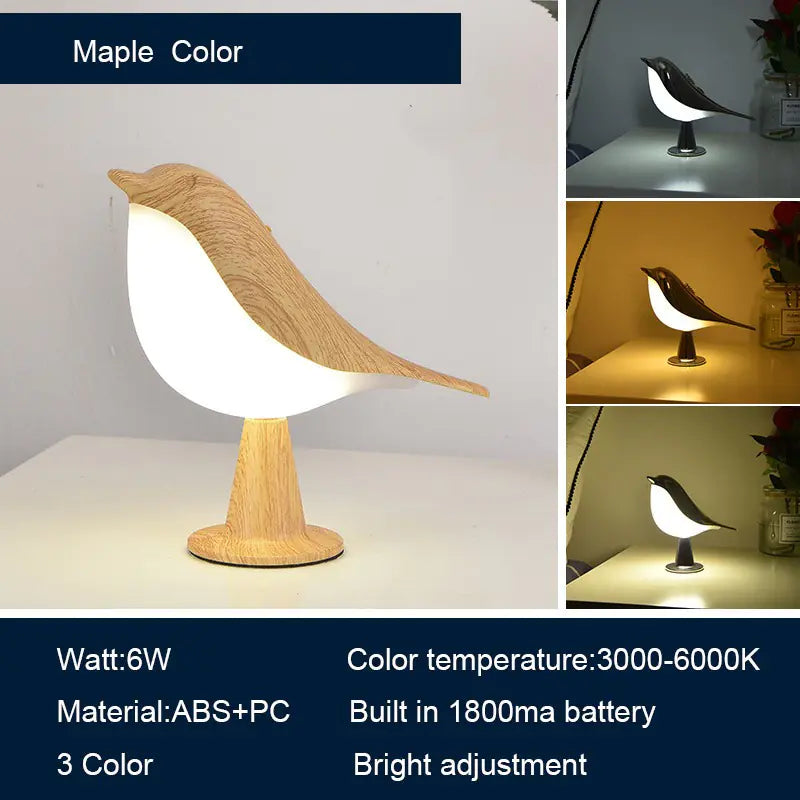 Bird Bedside Lamps with 3 Color Temperature and Touch Sensor