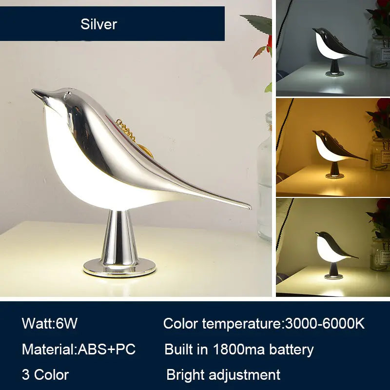 Bird Bedside Lamps with 3 Color Temperature and Touch Sensor