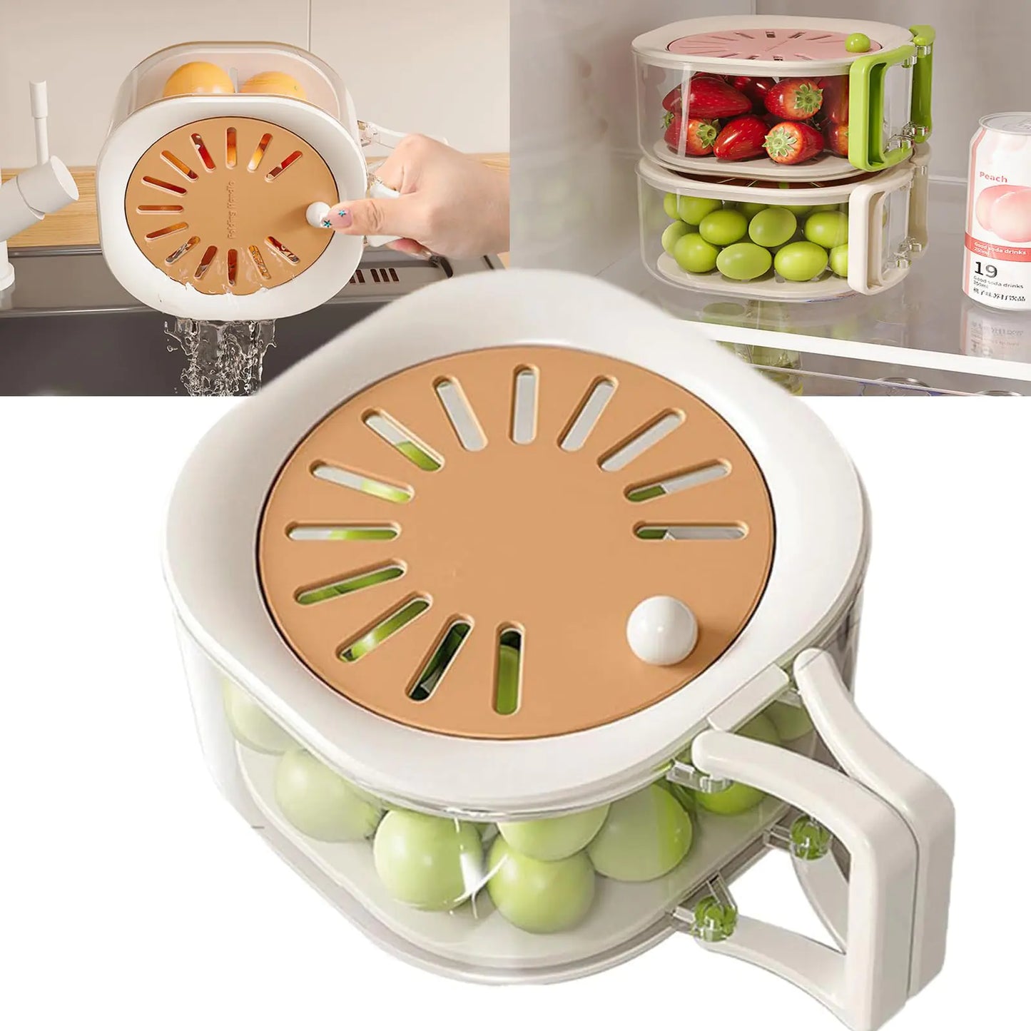 Multifunctional Fruit Washing Bowl2-in-1 Draining and Preservation Gadgets