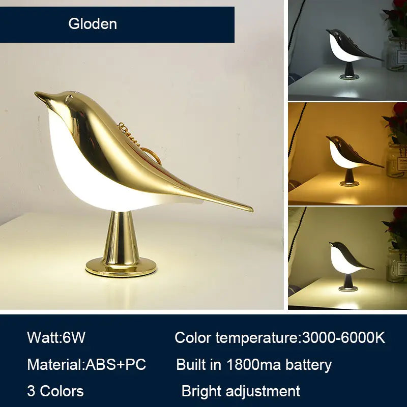 Bird Bedside Lamps with 3 Color Temperature and Touch Sensor