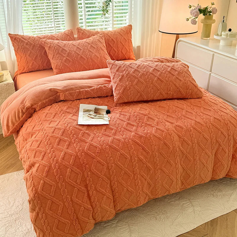 Thickened Warm Milk Fiber Four-Piece Bed Set