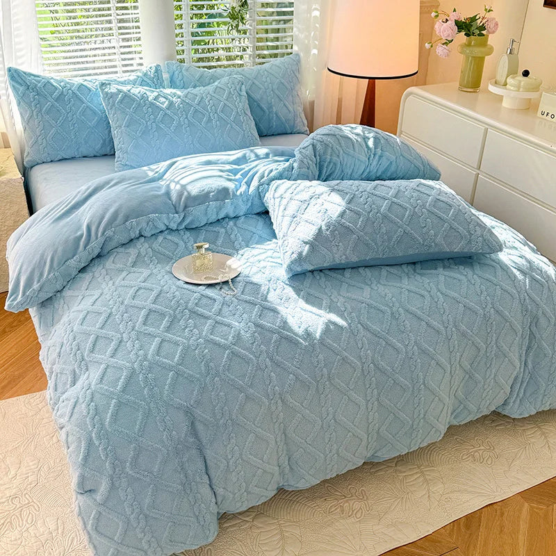 Thickened Warm Milk Fiber Four-Piece Bed Set