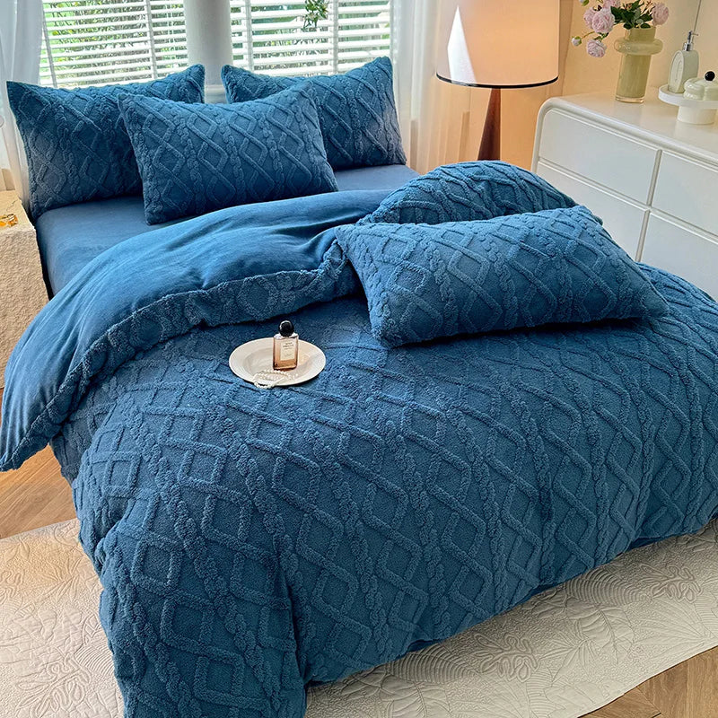 Thickened Warm Milk Fiber Four-Piece Bed Set