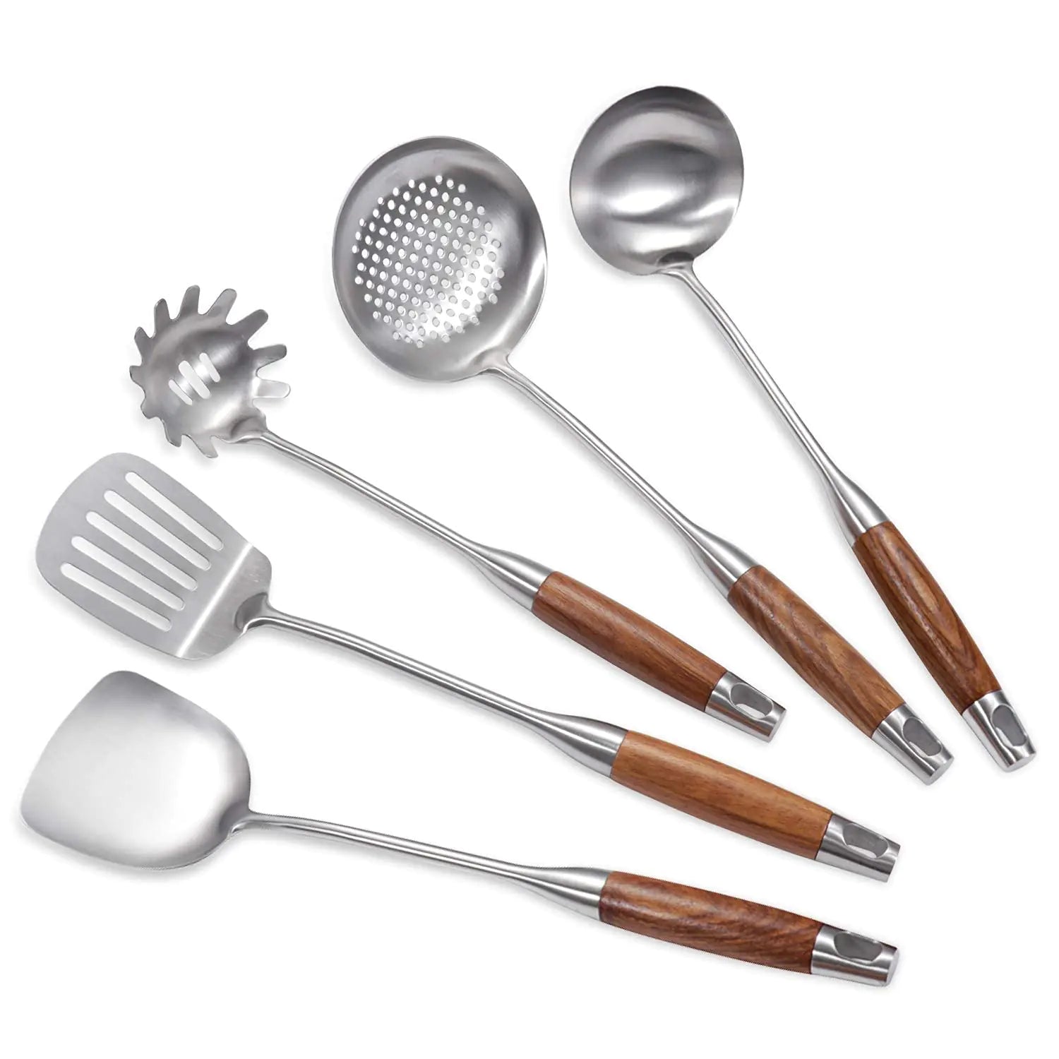 IQCWOOD 5-Piece Stainless Steel Kitchen Utensil Set