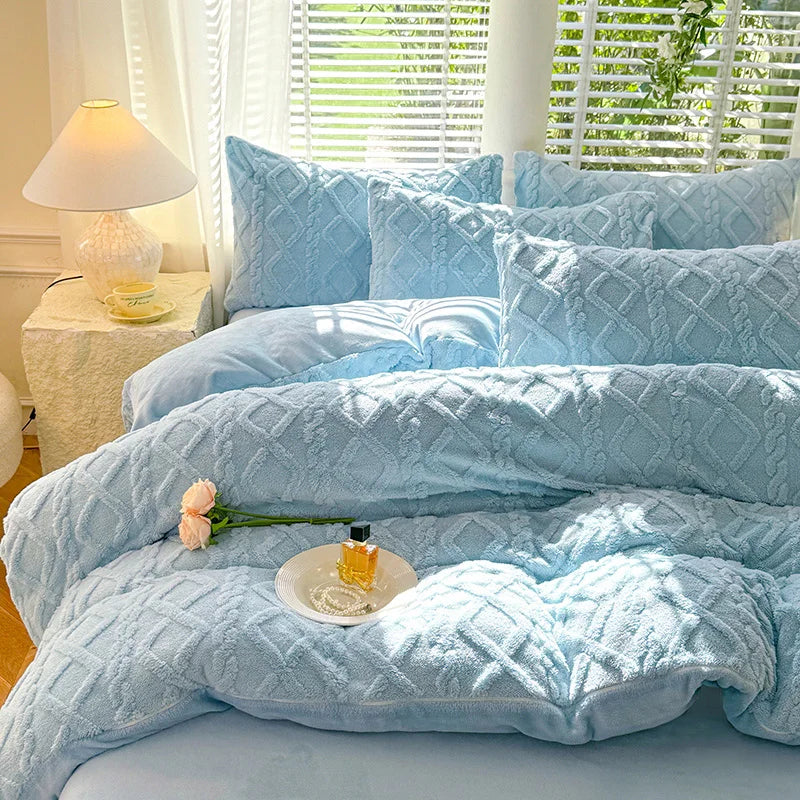 Thickened Warm Milk Fiber Four-Piece Bed Set