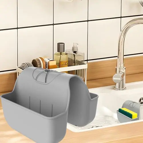 Sponge Holder for Kitchen Sink Silicone Sink Saddle Caddy Organizer Rack