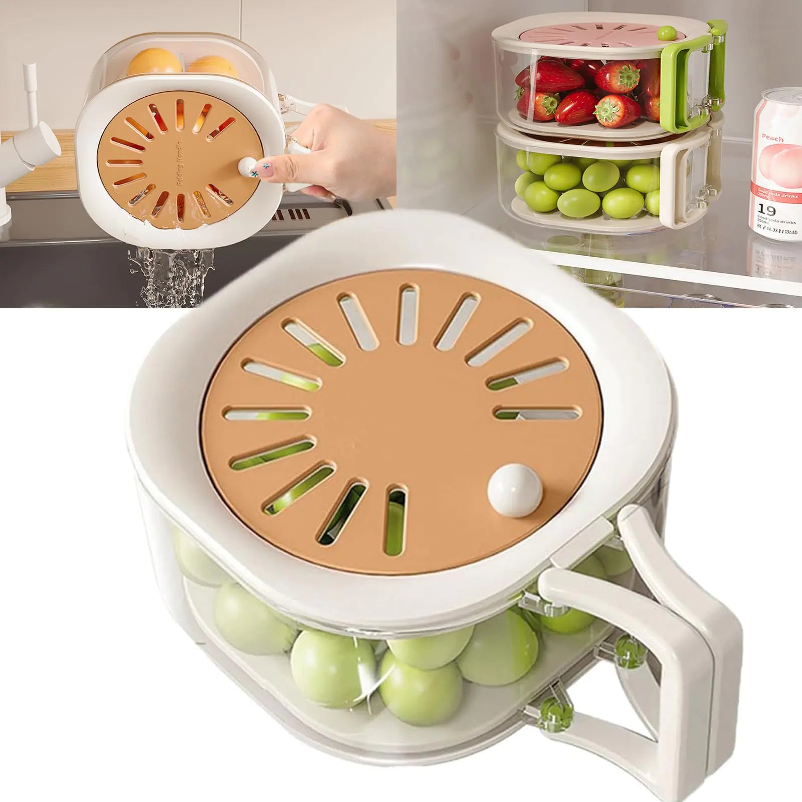 Multifunctional Fruit Washing Bowl2-in-1 Draining and Preservation  Gadgets
