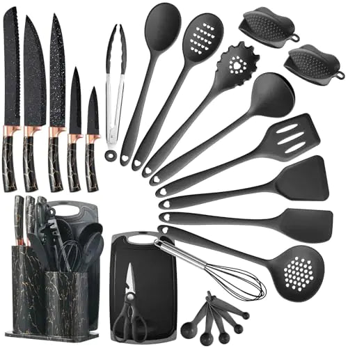 Rose Gold Black 25-Piece Complete Kitchen Set