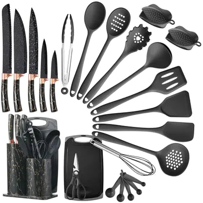Rose Gold Black 25-Piece Complete Kitchen Set