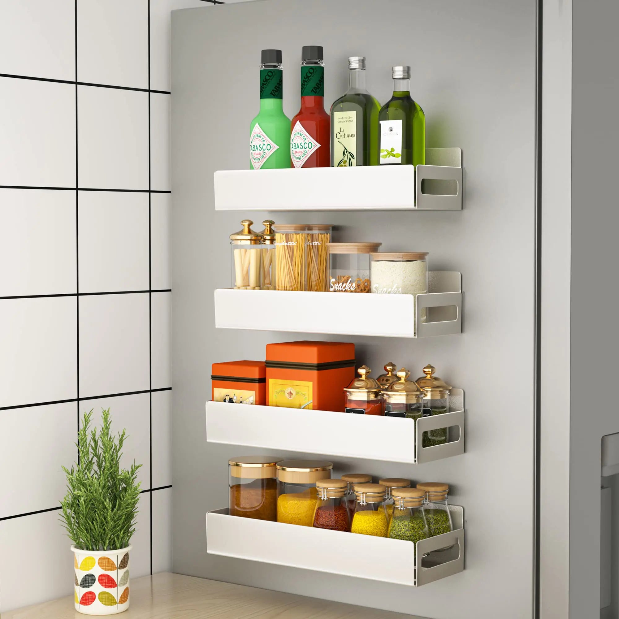 Magnetic Spice Rack Organizer For Refrigerator Magnetic Shelf