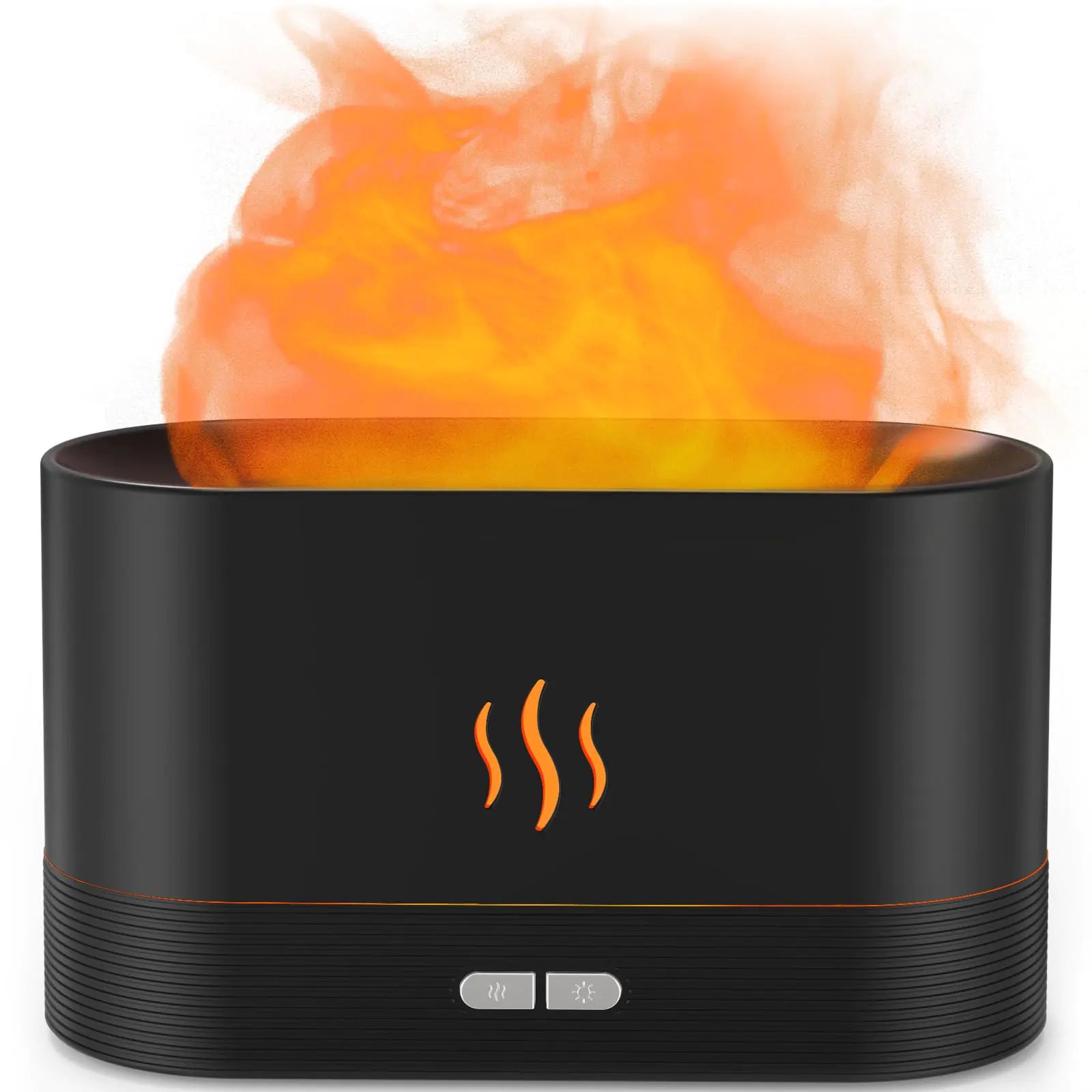PIZAY Essential Oil Diffuser Flame Air Humidifier with Fire Led Light - 2 Rightness 180mL Capacity (8 Hours) Auto-Off Protection Air Diffuser for Home Bedroom Office Gifts(Black)